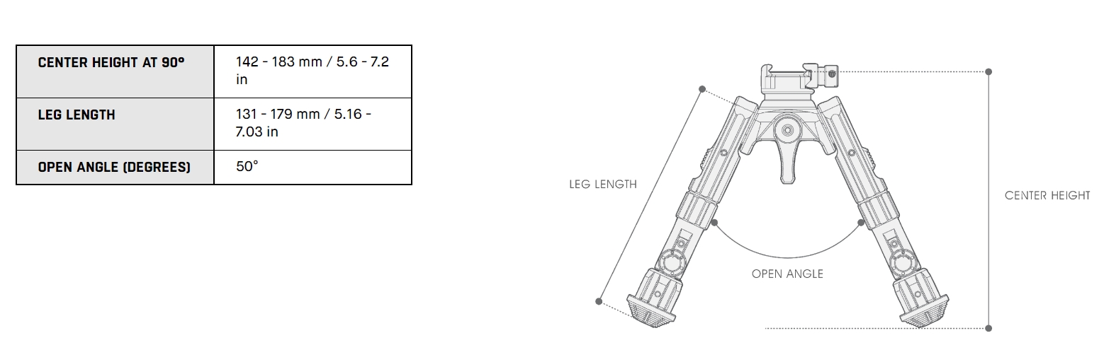 UTG Recon 360 TL 5.6-7.2" Picatinny Bipod - TL-BP02-B